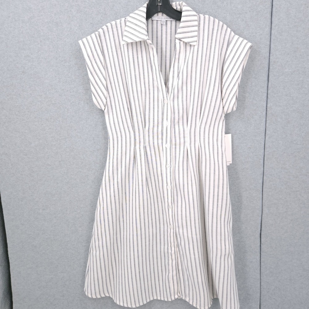 Julia Jordan Ticking Stripe Collared Button Front Shirtdress Womens‎ Size XS NWT